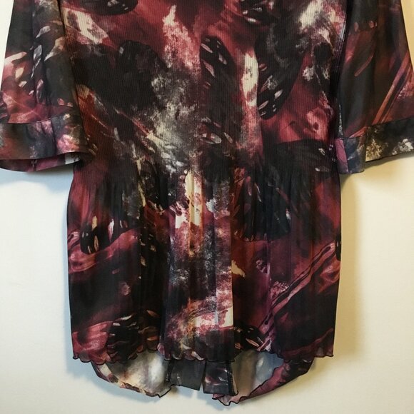 Bellissima Butterfly Banded Mock Collar Button Down Tunic Dress - Picture 7 of 16